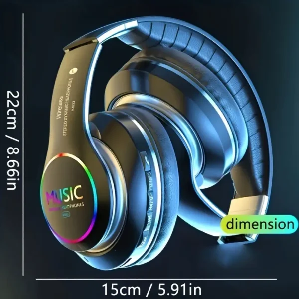 High-Performance Wireless Stereo Headphones with Dynamic LED Lighting, Delivering Immersive Sound and Ultimate Comfort.